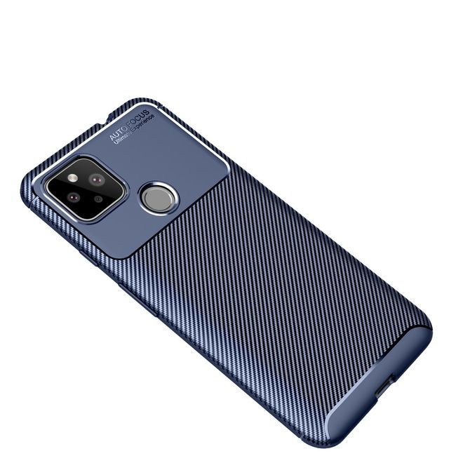 Google Pixel 4a 5G Handyhülle - Carbon Fiber TPU Softcase Series - blau