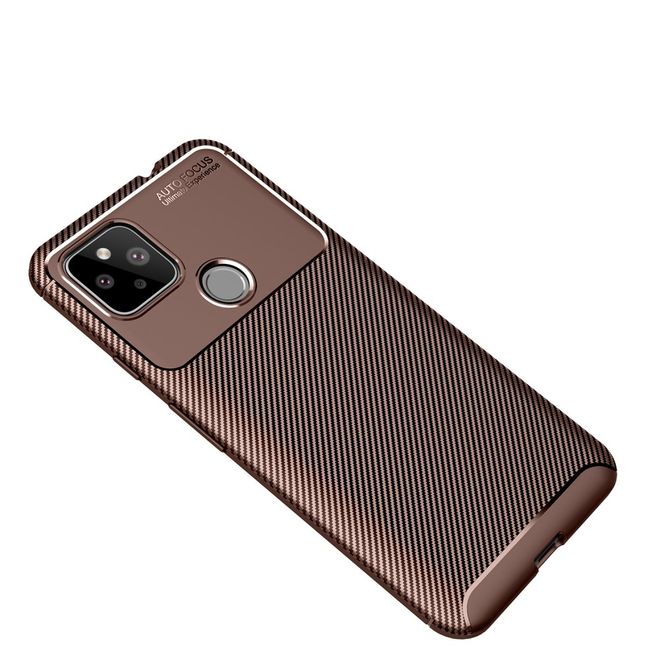 Google Pixel 4a 5G Handyhülle - Carbon Fiber TPU Softcase Series - braun