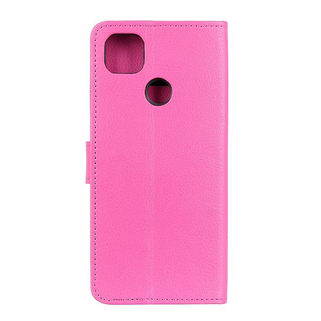 Google Pixel 4a 5G Handy Hülle - Litchi Leder Bookcover Series - rosa