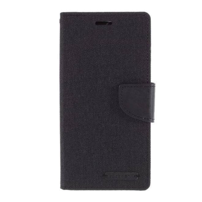 Goospery - iPhone 12 mini Hülle - Leder/Stoff Case - Canvas Diary Series - schwarz