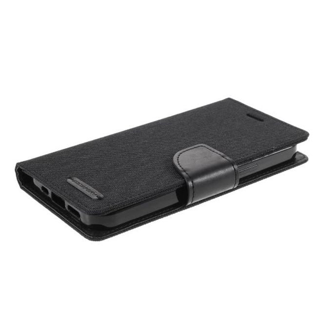 Goospery - iPhone 12 mini Hülle - Leder/Stoff Case - Canvas Diary Series - schwarz