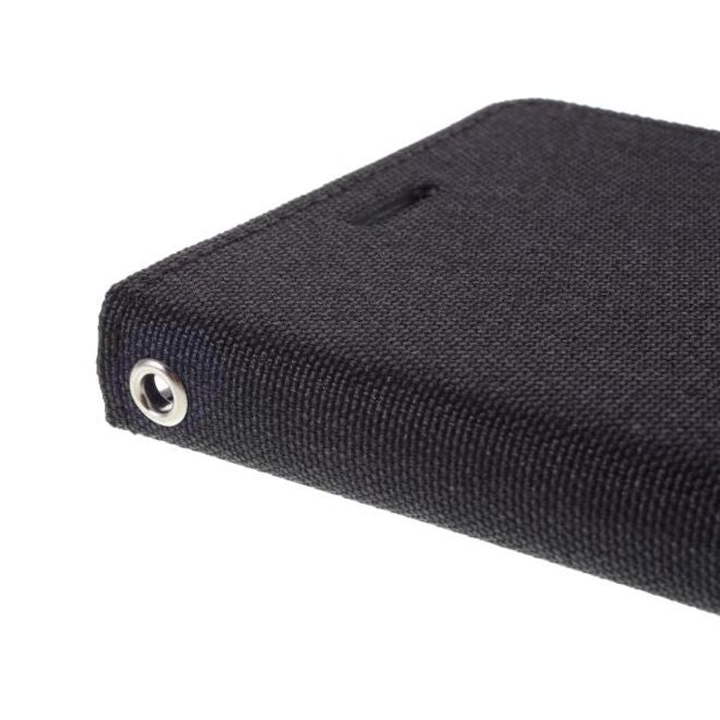 Goospery - iPhone 12 mini Hülle - Leder/Stoff Case - Canvas Diary Series - schwarz