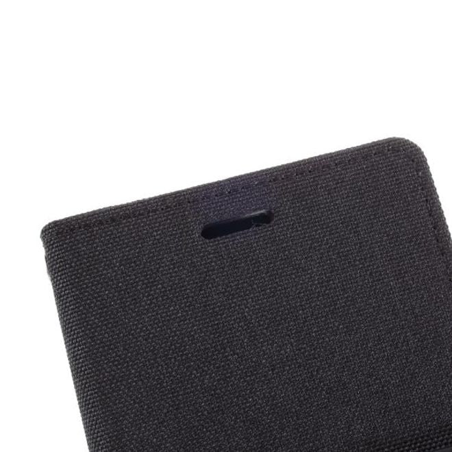 Goospery - iPhone 12 Pro Max Hülle - Leder/Stoff Case - Canvas Diary Series - schwarz