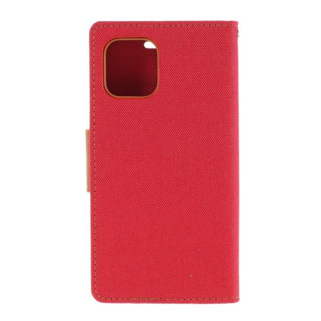 Goospery - iPhone 12 Pro Max Hülle - Leder/Stoff Case - Canvas Diary Series - rot/camel