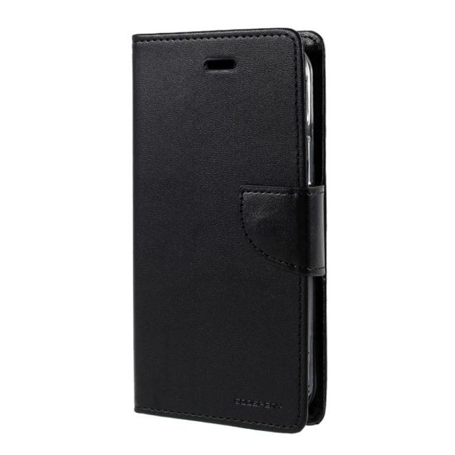 Goospery - iPhone 12 Pro Max Hülle - Leder Bookcover - Bravo Diary Series - schwarz