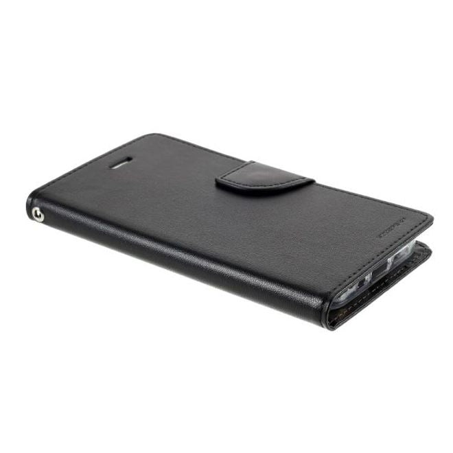 Goospery - iPhone 12 Pro Max Hülle - Leder Bookcover - Bravo Diary Series - schwarz