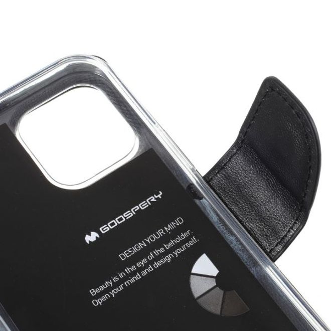 Goospery - iPhone 12 Pro Max Hülle - Leder Bookcover - Bravo Diary Series - schwarz