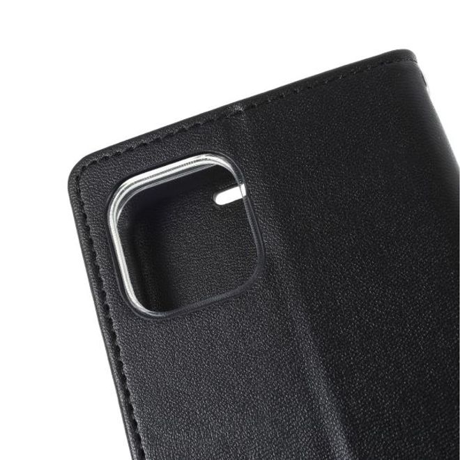 Goospery - iPhone 12 Pro Max Hülle - Leder Bookcover - Bravo Diary Series - schwarz