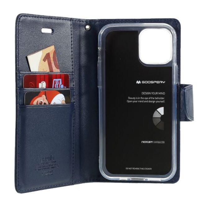 Goospery - iPhone 12 Pro Max Hülle - Leder Bookcover - Bravo Diary Series - navy