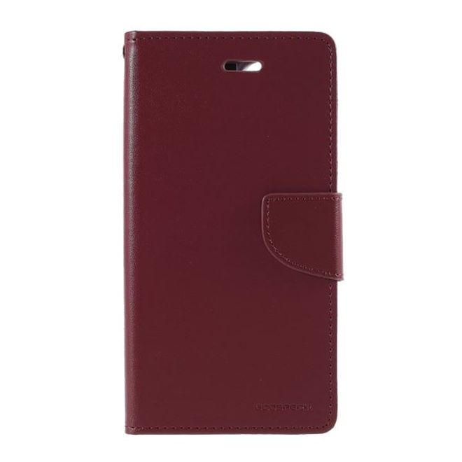 Goospery - iPhone 12 Pro Max Hülle - Leder Bookcover - Bravo Diary Series - weinrot