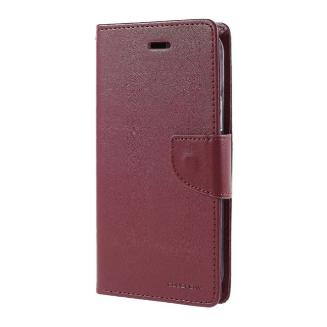 Goospery - iPhone 12 Pro Max Hülle - Leder Bookcover - Bravo Diary Series - weinrot