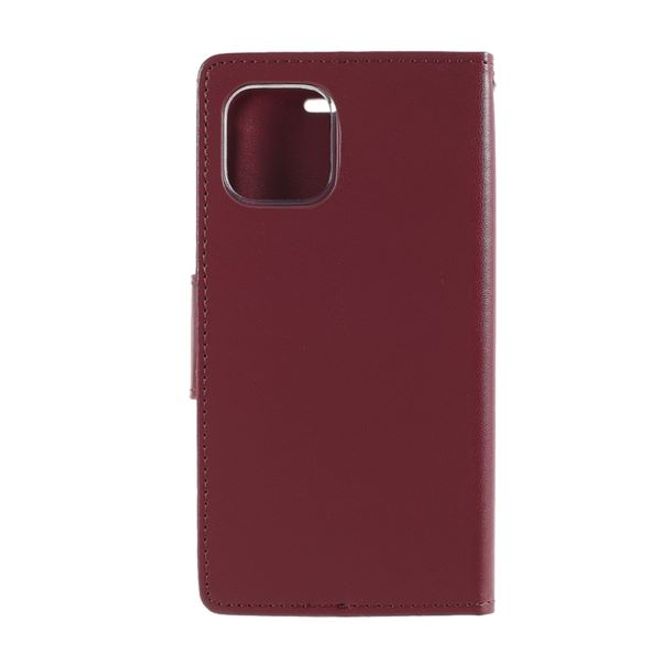 Goospery - iPhone 12 Pro Max Hülle - Leder Bookcover - Bravo Diary Series - weinrot