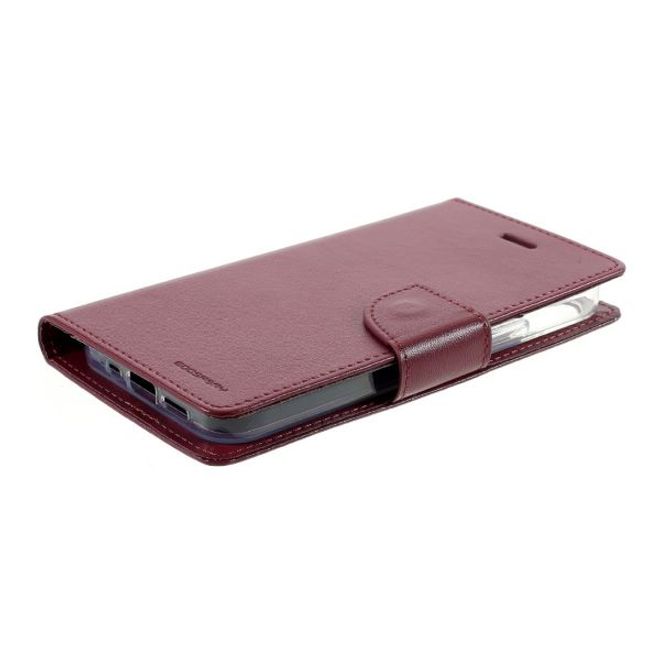 Goospery - iPhone 12 Pro Max Hülle - Leder Bookcover - Bravo Diary Series - weinrot