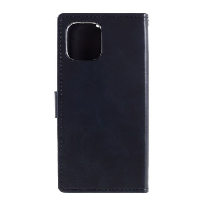 Goospery - iPhone 12 Pro Max Hülle - Leder Bookcover - Bluemoon Diary Series - navy