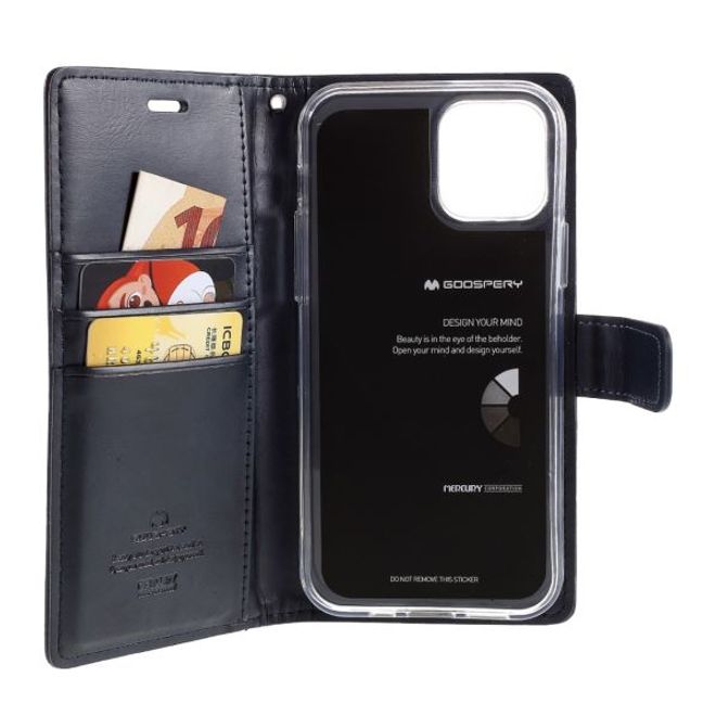 Goospery - iPhone 12 Pro Max Hülle - Leder Bookcover - Bluemoon Diary Series - navy