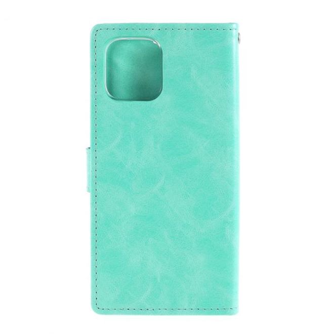 Goospery - iPhone 12 Pro Max Hülle - Leder Bookcover - Bluemoon Diary Series - mint