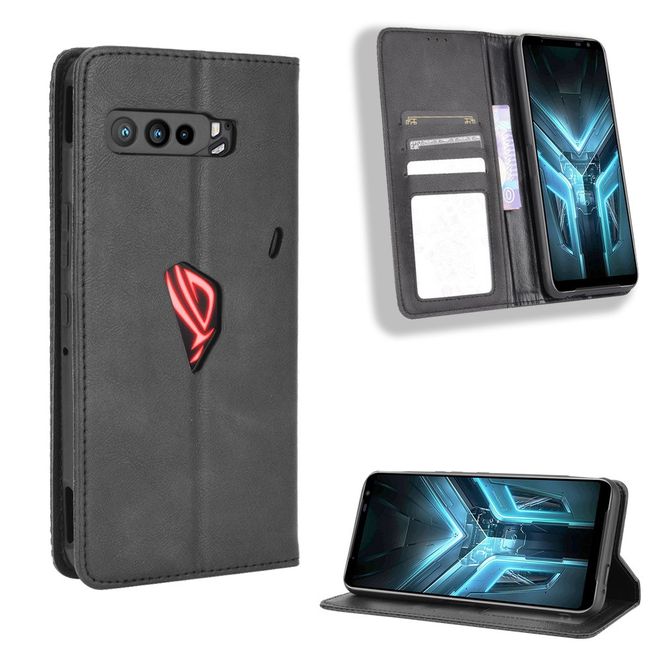 Asus ROG Phone 3 Handyhülle - Vintage III Leder Bookcover Series - schwarz