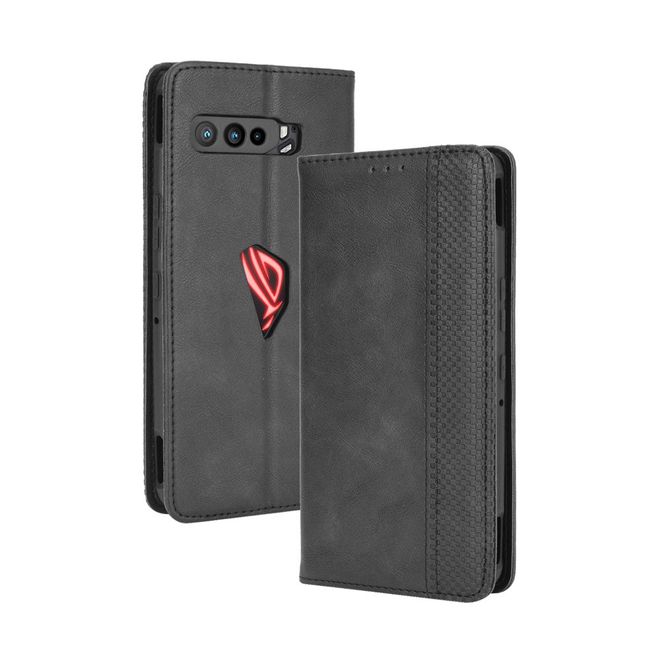 Asus ROG Phone 3 Handyhülle - Vintage III Leder Bookcover Series - schwarz