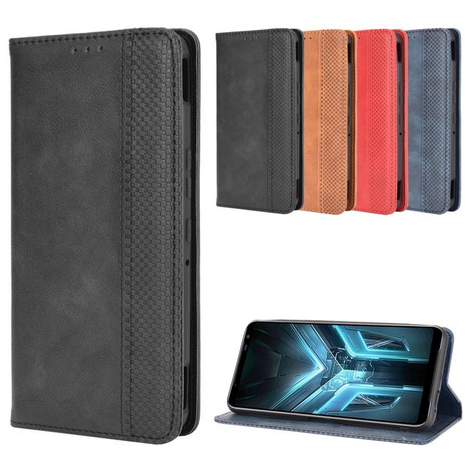 Asus ROG Phone 3 Handyhülle - Vintage III Leder Bookcover Series - schwarz