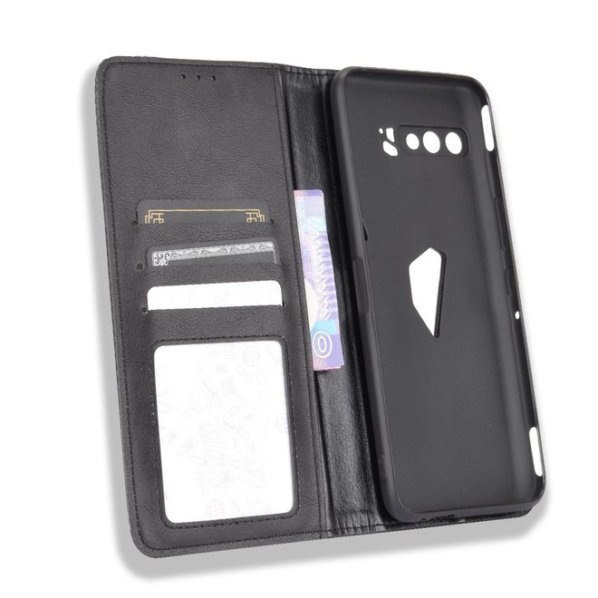 Asus ROG Phone 3 Handyhülle - Vintage III Leder Bookcover Series - schwarz