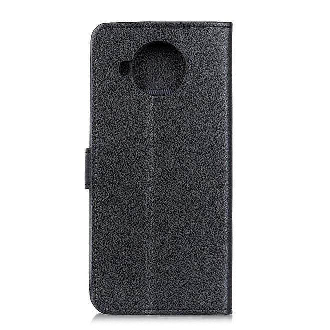 Nokia 8.3 Handy Hülle - Litchi Leder Bookcover Series - schwarz