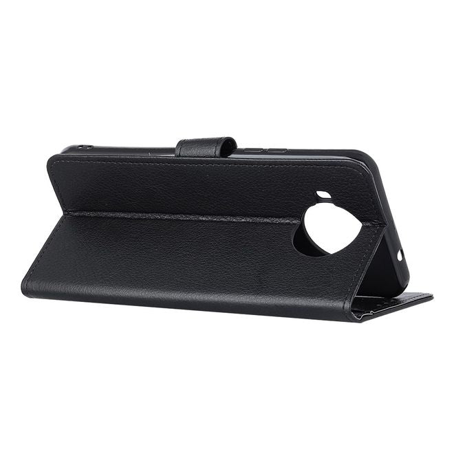 Nokia 8.3 Handy Hülle - Litchi Leder Bookcover Series - schwarz