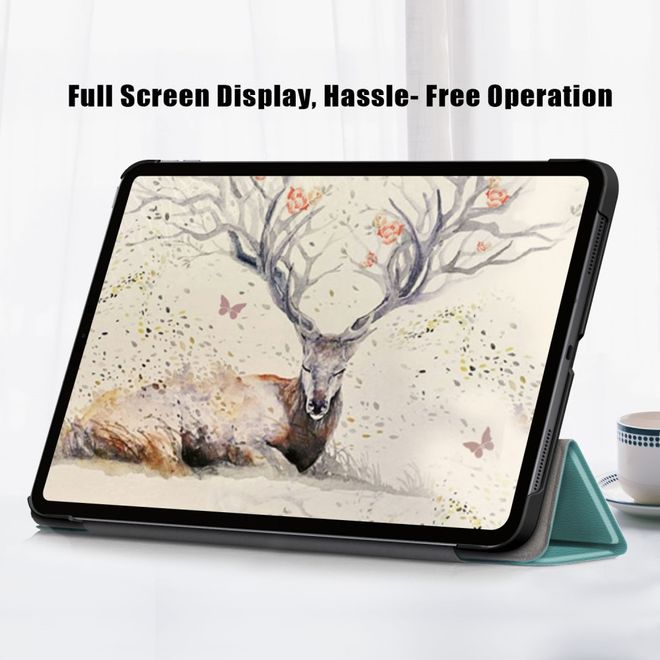Étui pour iPad Air (2022) / iPad Air (2020) - Étui à trois volets avec texture litchi - Vert