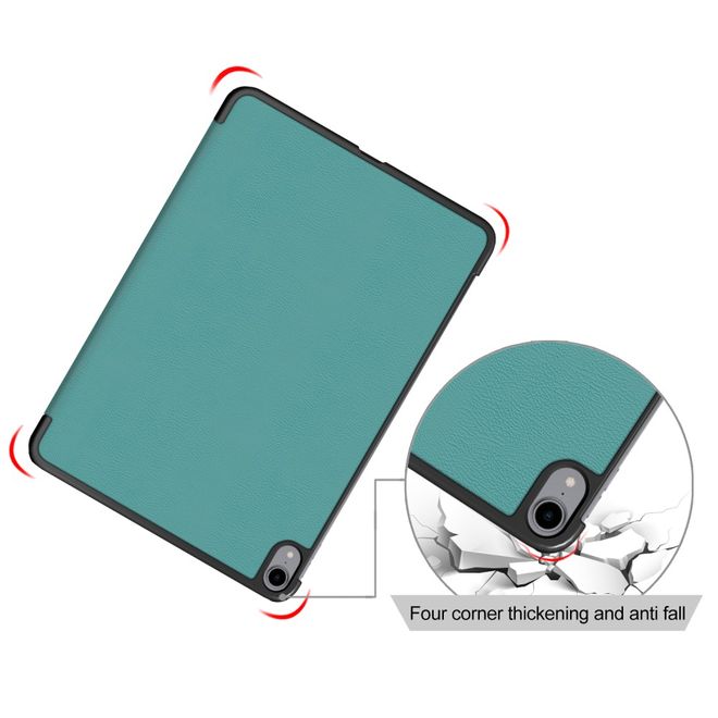 Étui pour iPad Air (2022) / iPad Air (2020) - Étui à trois volets avec texture litchi - Vert