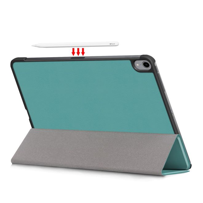 Étui pour iPad Air (2022) / iPad Air (2020) - Étui à trois volets avec texture litchi - Vert
