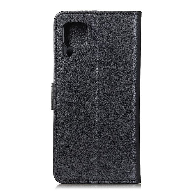 Samsung Galaxy A42 5G Handy Hülle - Litchi Leder Bookcover Series - schwarz