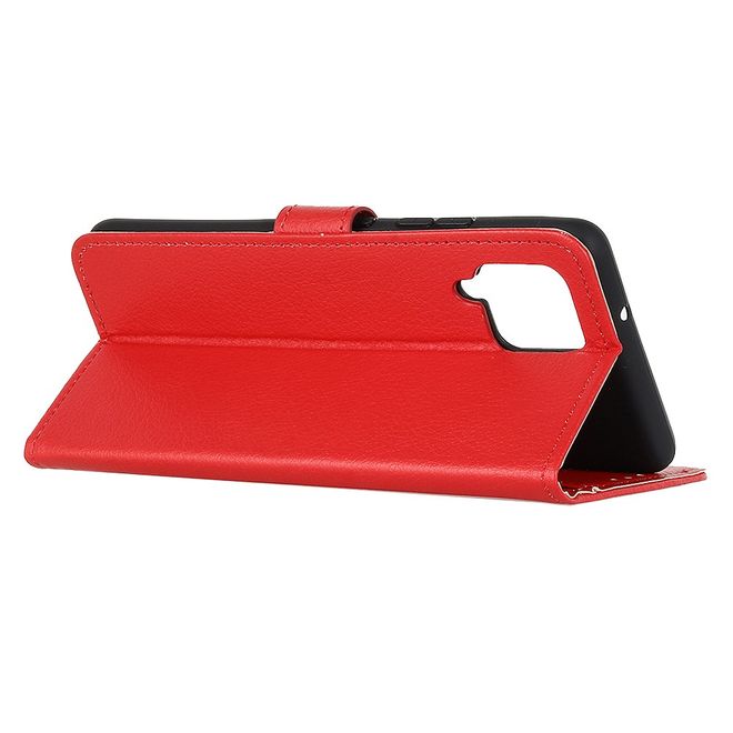Samsung Galaxy A42 5G Handy Hülle - Litchi Leder Bookcover Series - rot