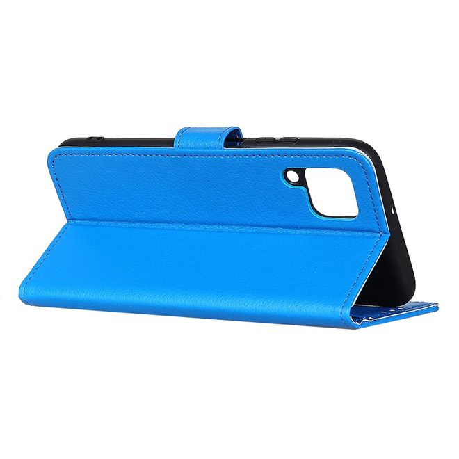 Samsung Galaxy A42 5G Handy Hülle - Litchi Leder Bookcover Series - blau