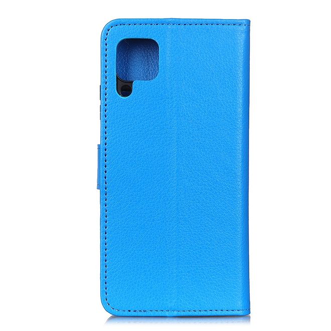Samsung Galaxy A42 5G Handy Hülle - Litchi Leder Bookcover Series - blau