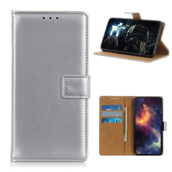 Samsung Galaxy A42 5G Handy Hülle - Classic II Leder Bookcover Series - silber