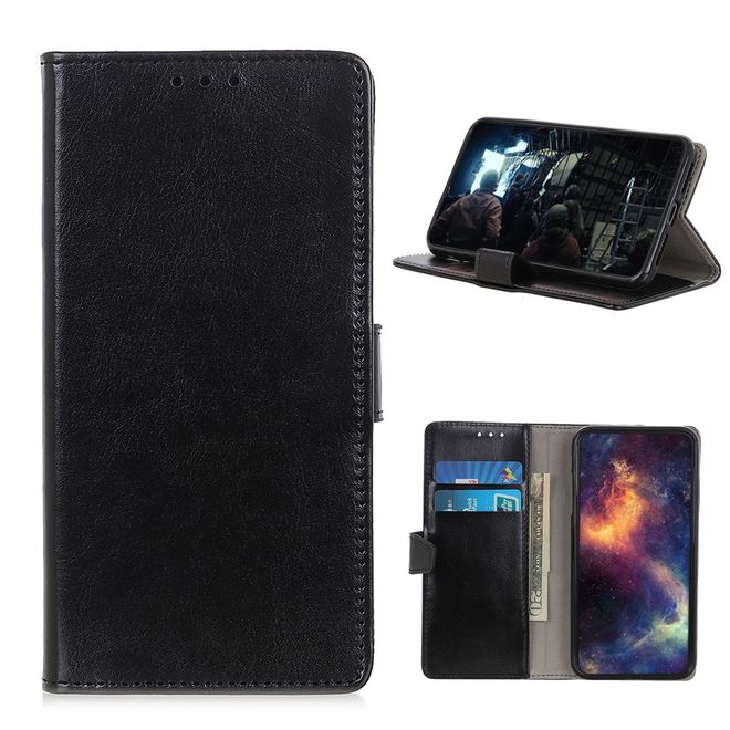 Samsung Galaxy A42 5G Handyhülle - Crazy Horse Leder Bookcover Series - schwarz