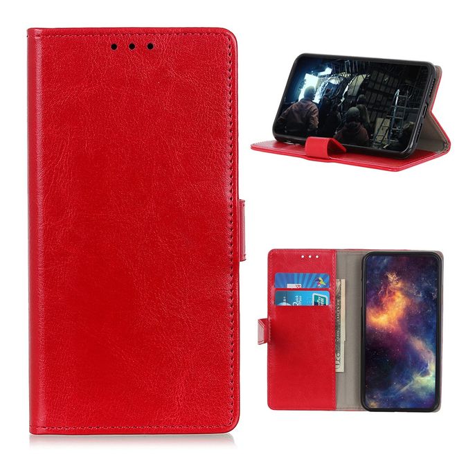 Samsung Galaxy A42 5G Handyhülle - Crazy Horse Leder Bookcover Series - rot