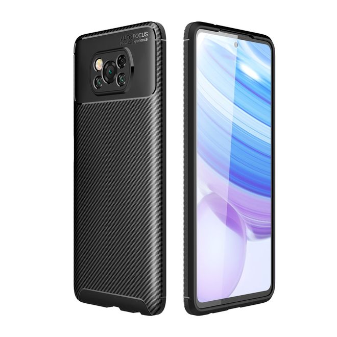 Xiaomi Poco X3 Pro / X3 NFC Handyhülle - Carbon Fiber TPU Softcase Series - schwarz