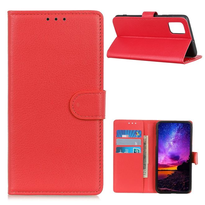 Oppo Reno4 Pro 4G Handy Hülle - Litchi Leder Bookcover Series - rot