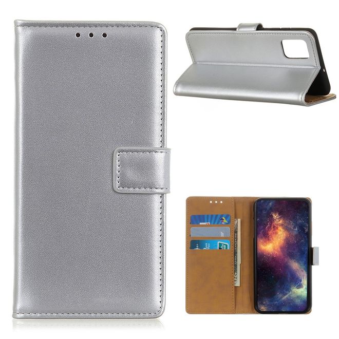 Oppo Reno4 Pro 4G Handy Hülle - Classic II Leder Bookcover Series - silber
