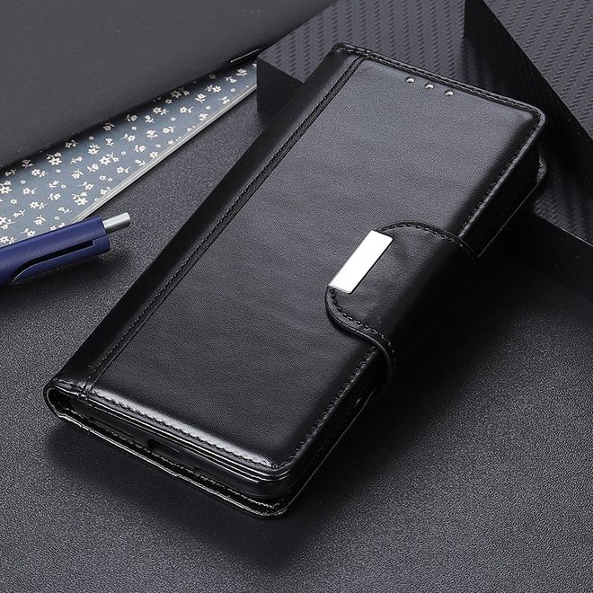 Nokia 3.4 Hülle - Stylisches Leder Bookcover - schwarz