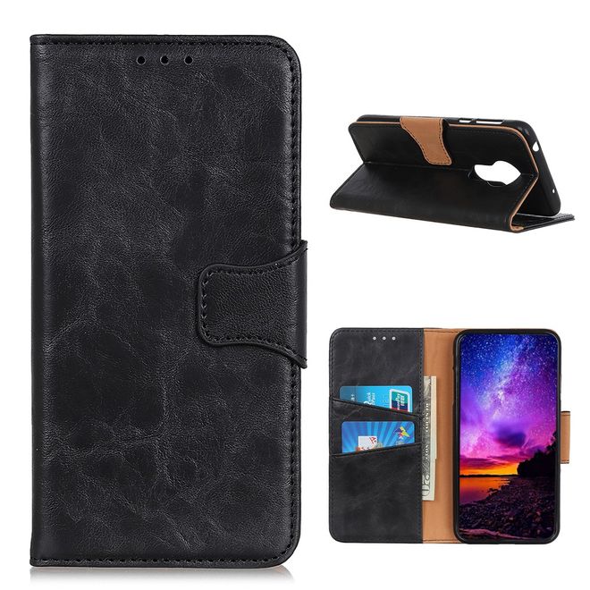 Nokia 3.4 Handyhülle - Crazy Horse IV Leder Bookcover Series - schwarz