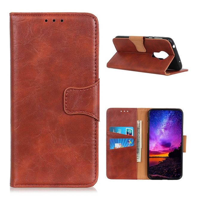 Nokia 3.4 Handyhülle - Crazy Horse IV Leder Bookcover Series - braun