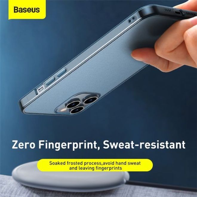 Baseus - iPhone 12 mini Hülle - PanzerGlas Rückseite & TPU Ränder - FROSTED GLASS - schwarz matt
