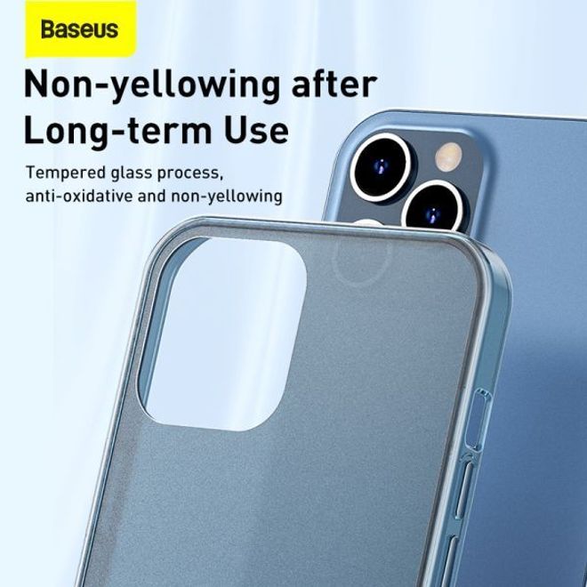 Baseus - iPhone 12 mini Hülle - PanzerGlas Rückseite & TPU Ränder - FROSTED GLASS - schwarz matt