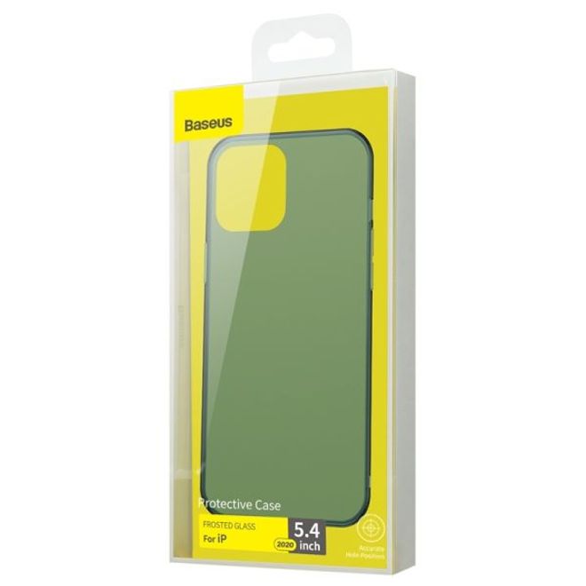 Baseus - iPhone 12 mini Hülle - PanzerGlas Rückseite & TPU Ränder - FROSTED GLASS - grün matt