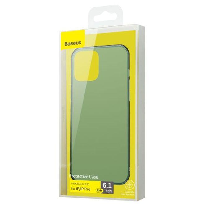 Baseus - iPhone 12 / iPhone 12 Pro Hülle - PanzerGlas Rückseite & TPU Ränder - FROSTED GLASS - grün matt