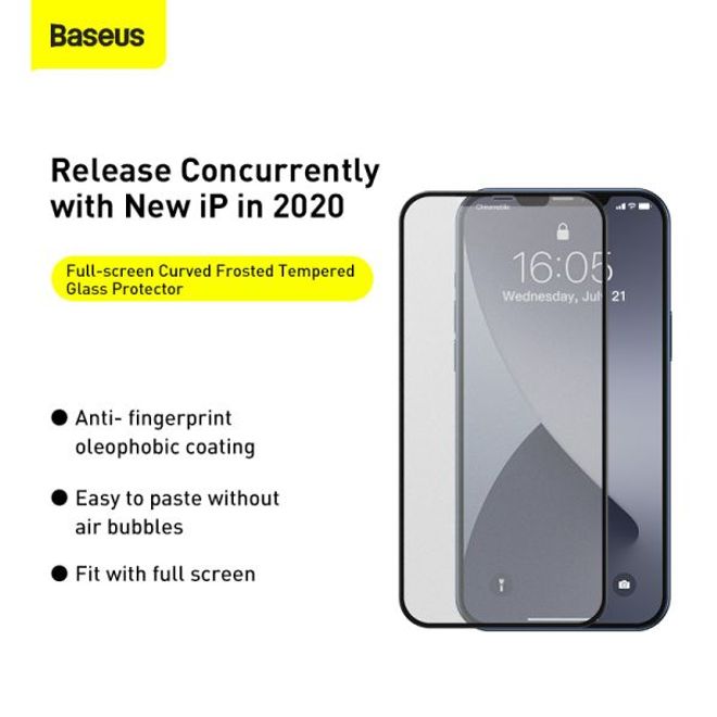 Baseus - iPhone 12 mini Panzerglas - Curved Frosted Displayschutz (0.25 mm) - matt schwarz