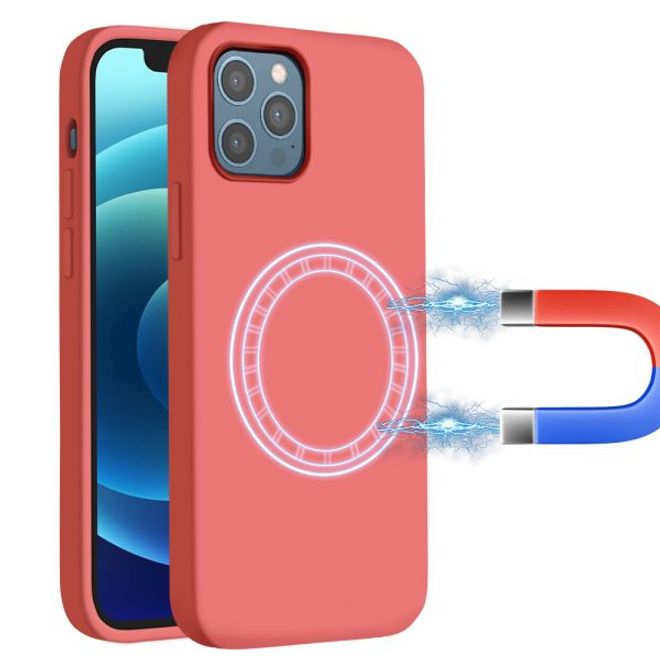 iPhone 12 Pro Max Silicone Case - MagSafe Series Hülle - Zitruspink