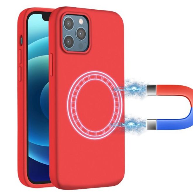 Coque en silicone pour iPhone 12 Pro Max - Série MagSafe - Rouge