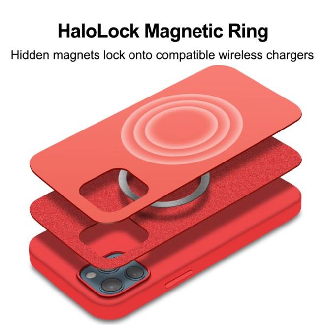 Coque en silicone pour iPhone 12 Pro Max - Série MagSafe - Rouge